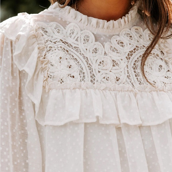 VICI Cream Lace Ruffle Trim  Blouse - Picture 3 of 11